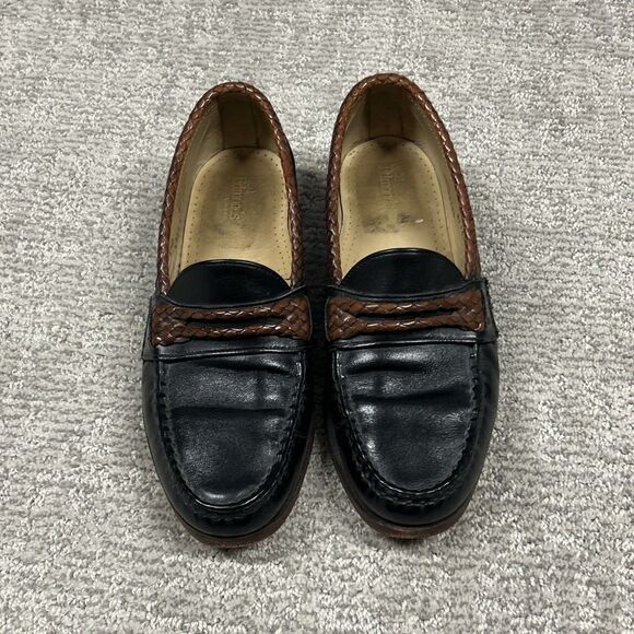 Allen Edmonds Newcomb Shoes Men 8.5D Black Brown Woven Leather Penny Loafers USA main image 9